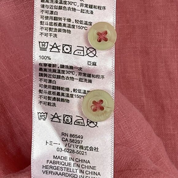 Tommy Bahama Shirt Adult Large Pink Linen‎ Hawaiian Pocket Beach Mens - Picture 11 of 13